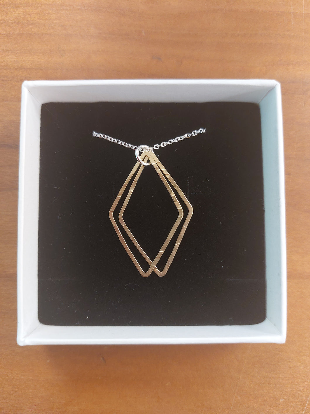 Brass Double Diamond Necklace