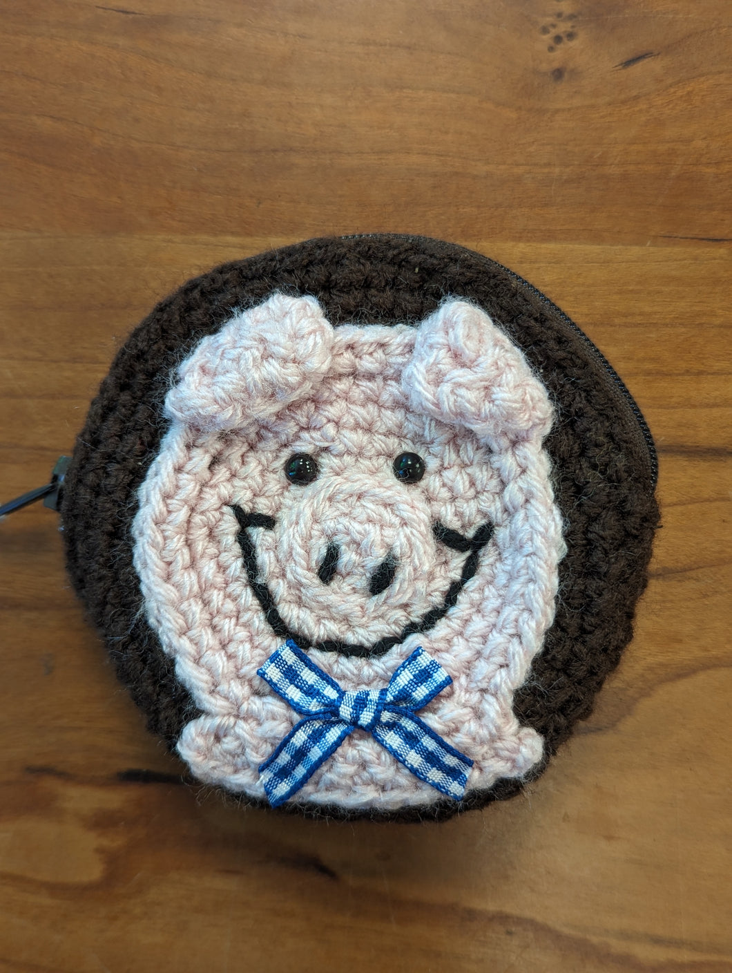 Pig with Bow Tie Crochet Purse