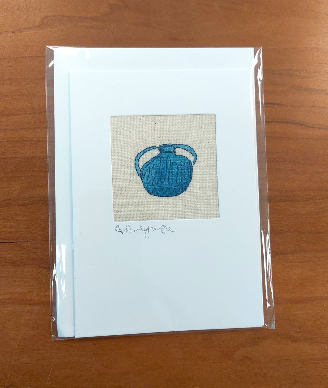 Embroidered Card - blue pot