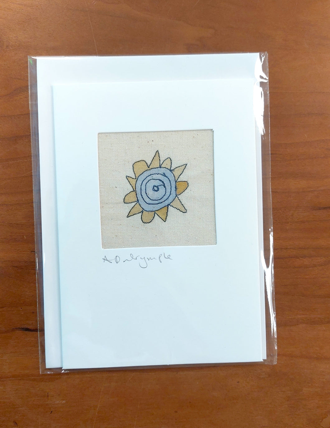 Embroidered Card - yellow flower