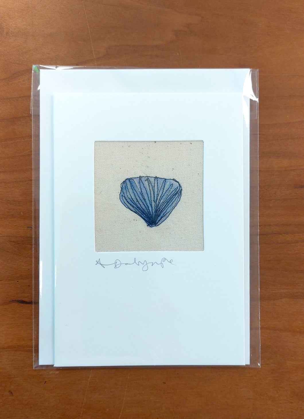 Embroidered Card - blue clam