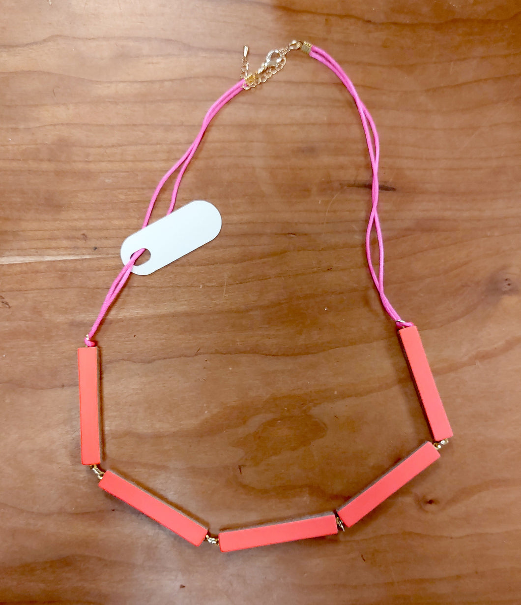 Five Bar Necklace - pink and orange