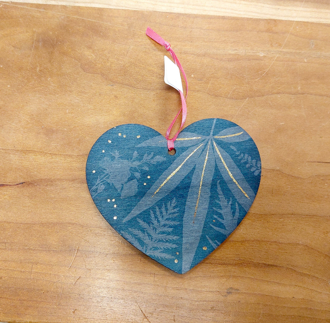 Cyanotype heart decoration