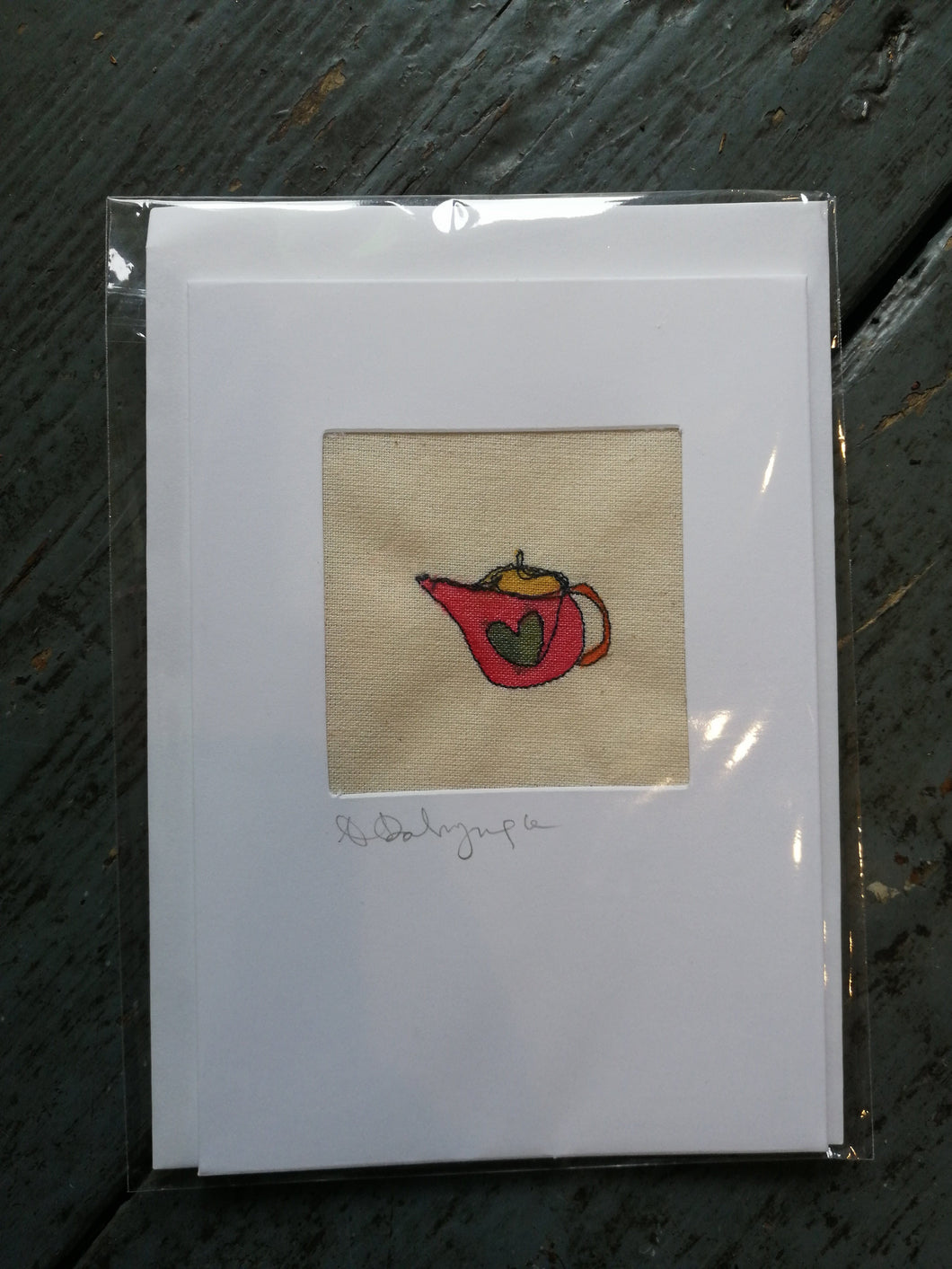 Embroidered Card - teapot