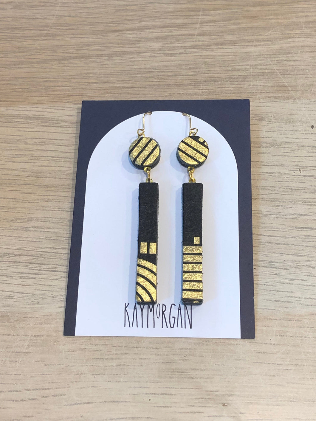 Long block earrings - Gold & Black (5)