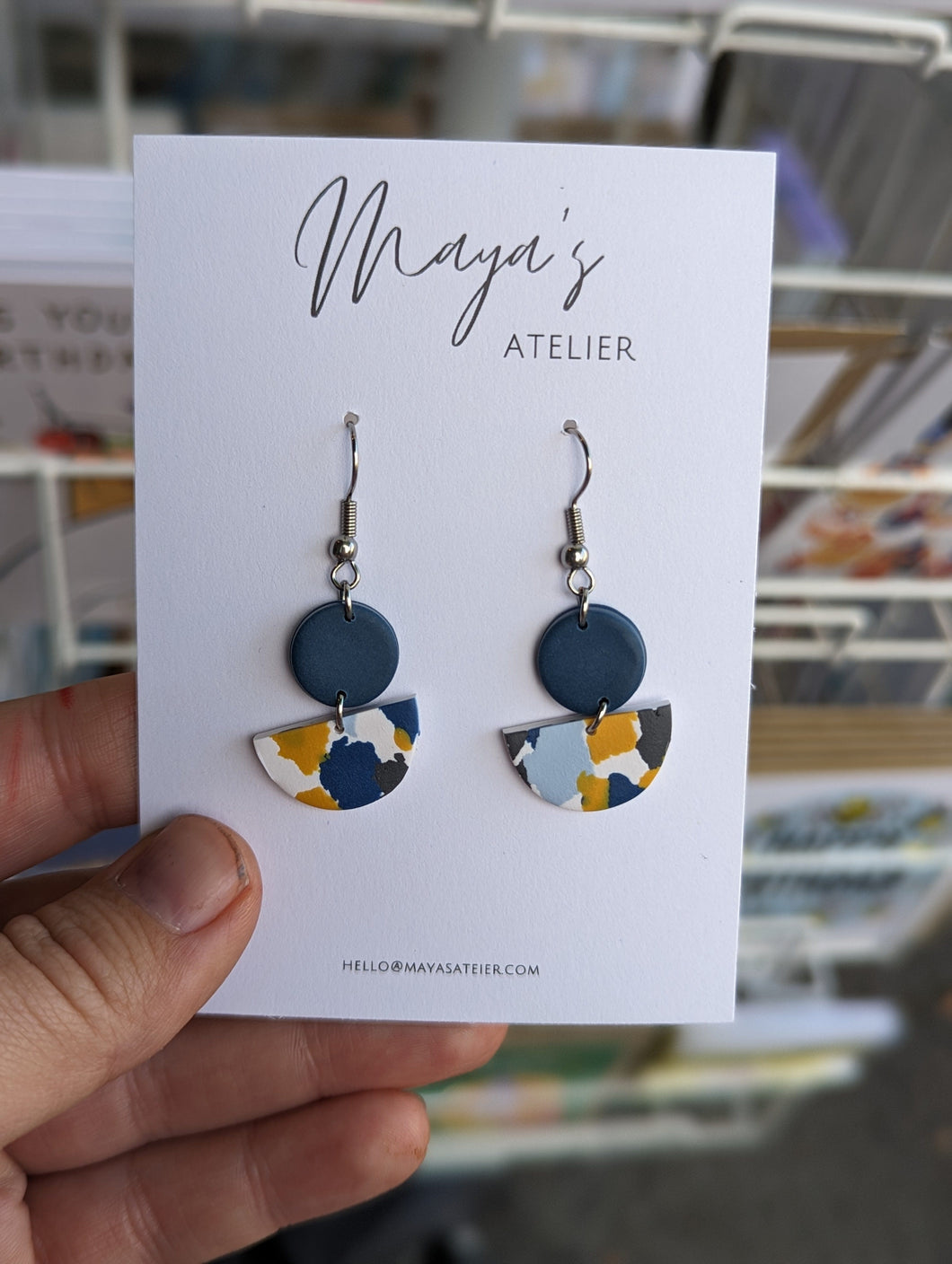 Julie - Mustard & Blue Earrings