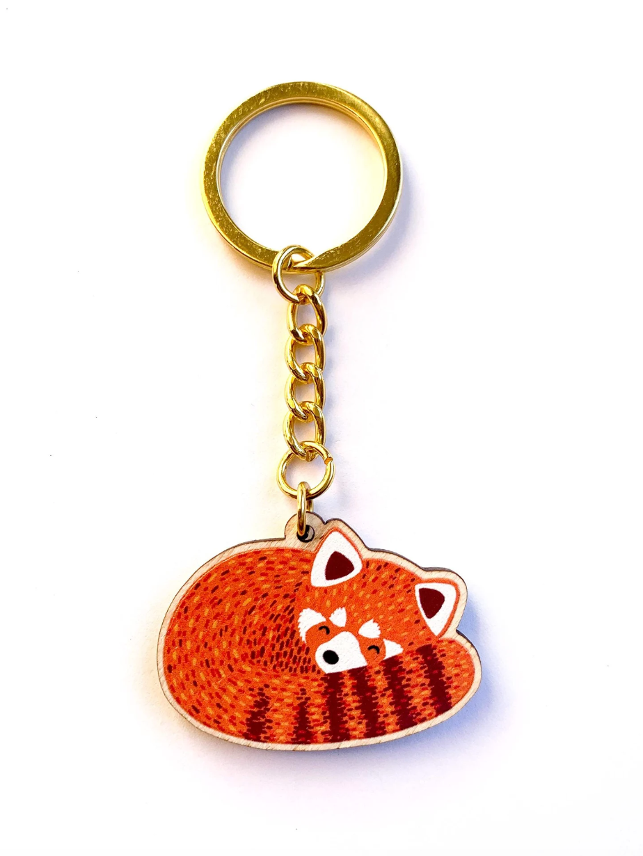 Sleeping Red Panda Keyring