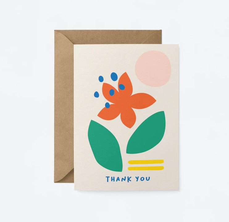 Thank You red flower Card