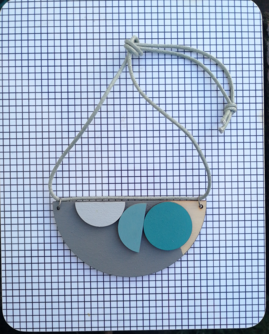 SATELLITE statement necklace - grey with teal