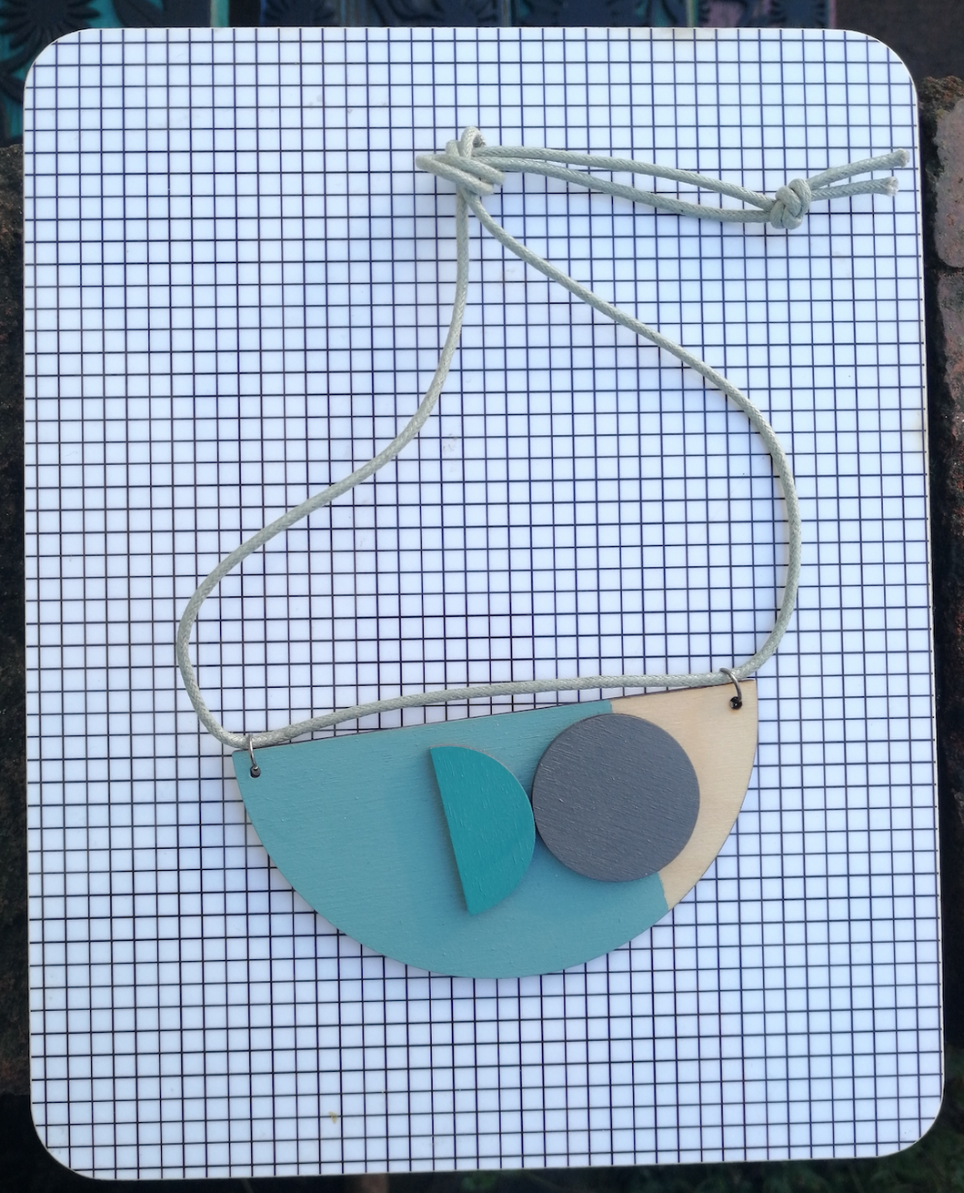 SATELLITE statement necklace - teal with grey