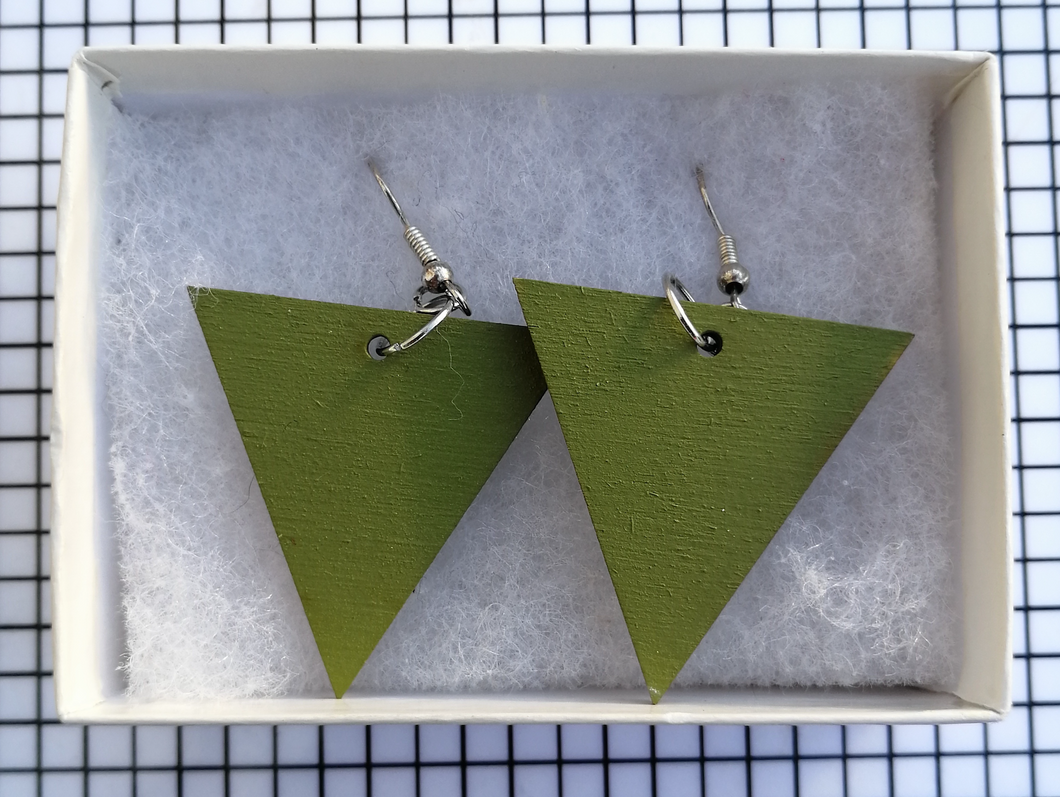 Triangle Flash Earrings - olive