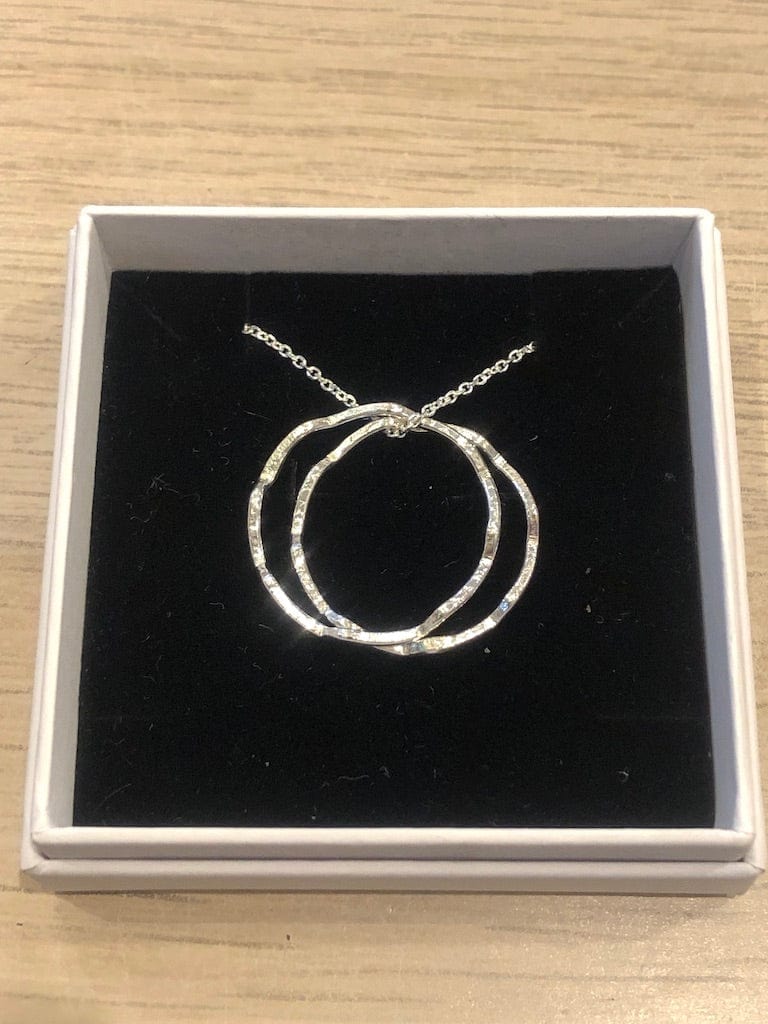 Large double silver Wave circle necklace