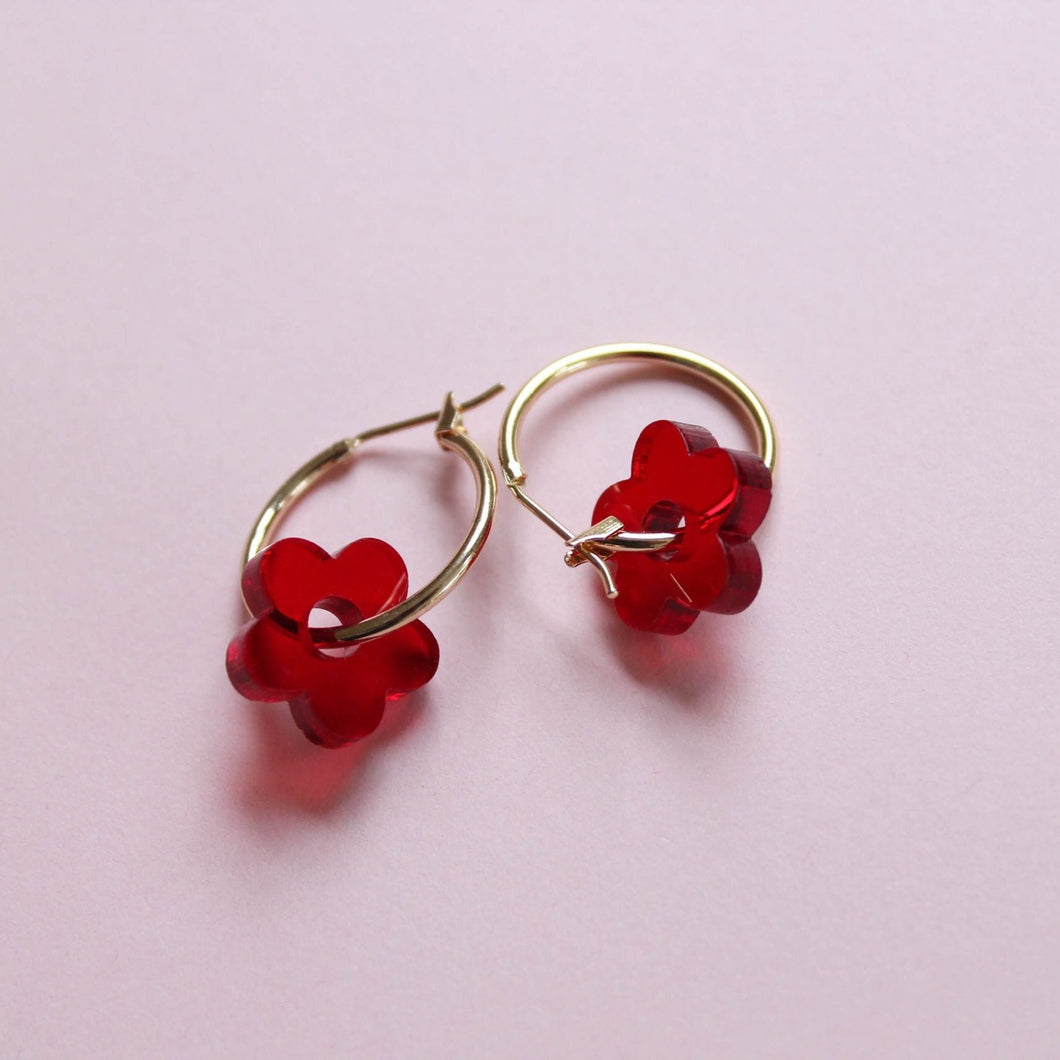 Flower Hoops. - Red