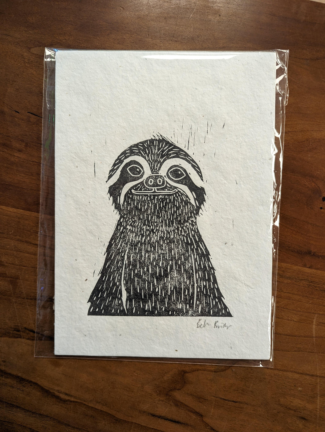 Sloth Lino Print