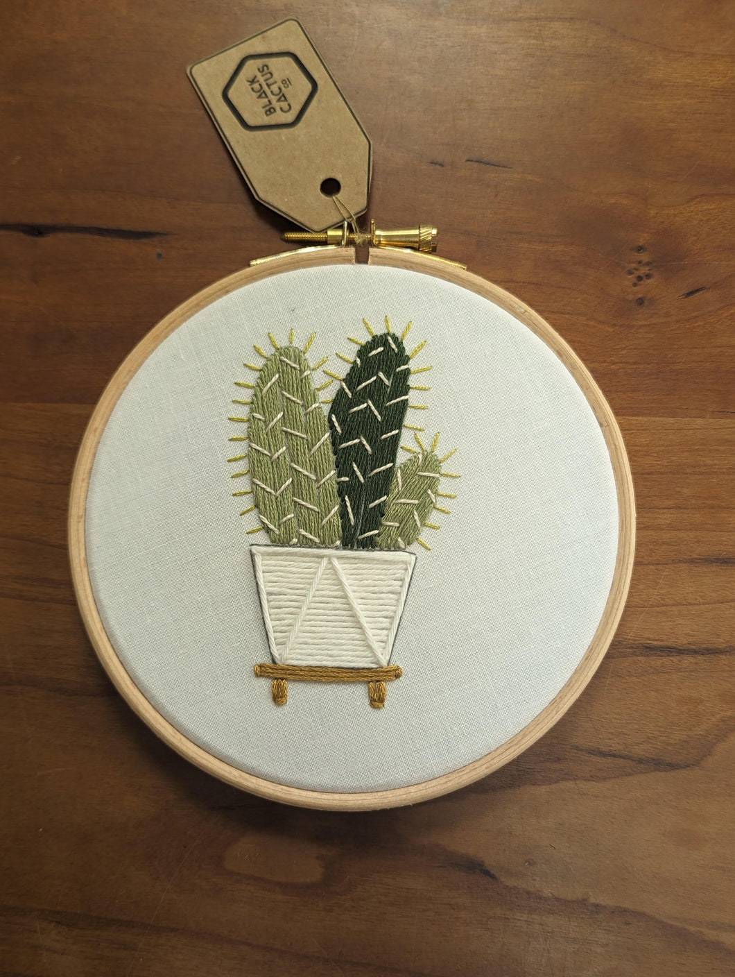 Cactus in pot Embroidery Hoop