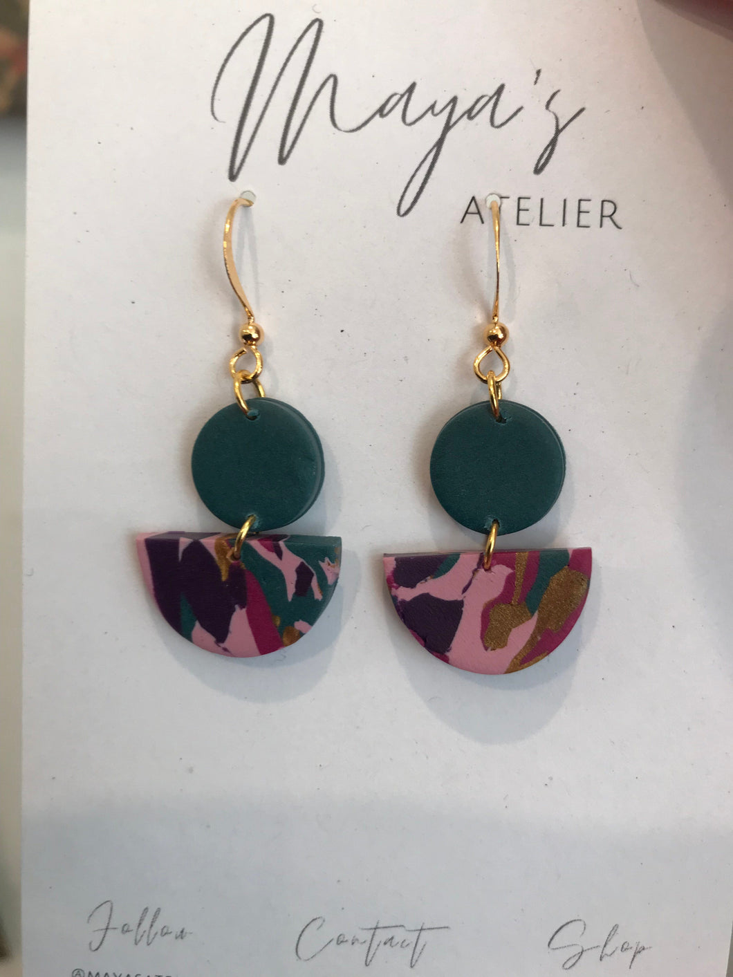 Julie: Abstract teal and purple earrings