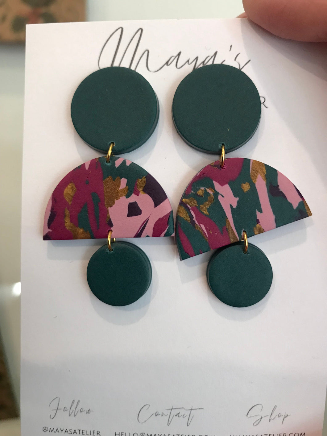 ELLA: Abstract Teal & Purple earrings