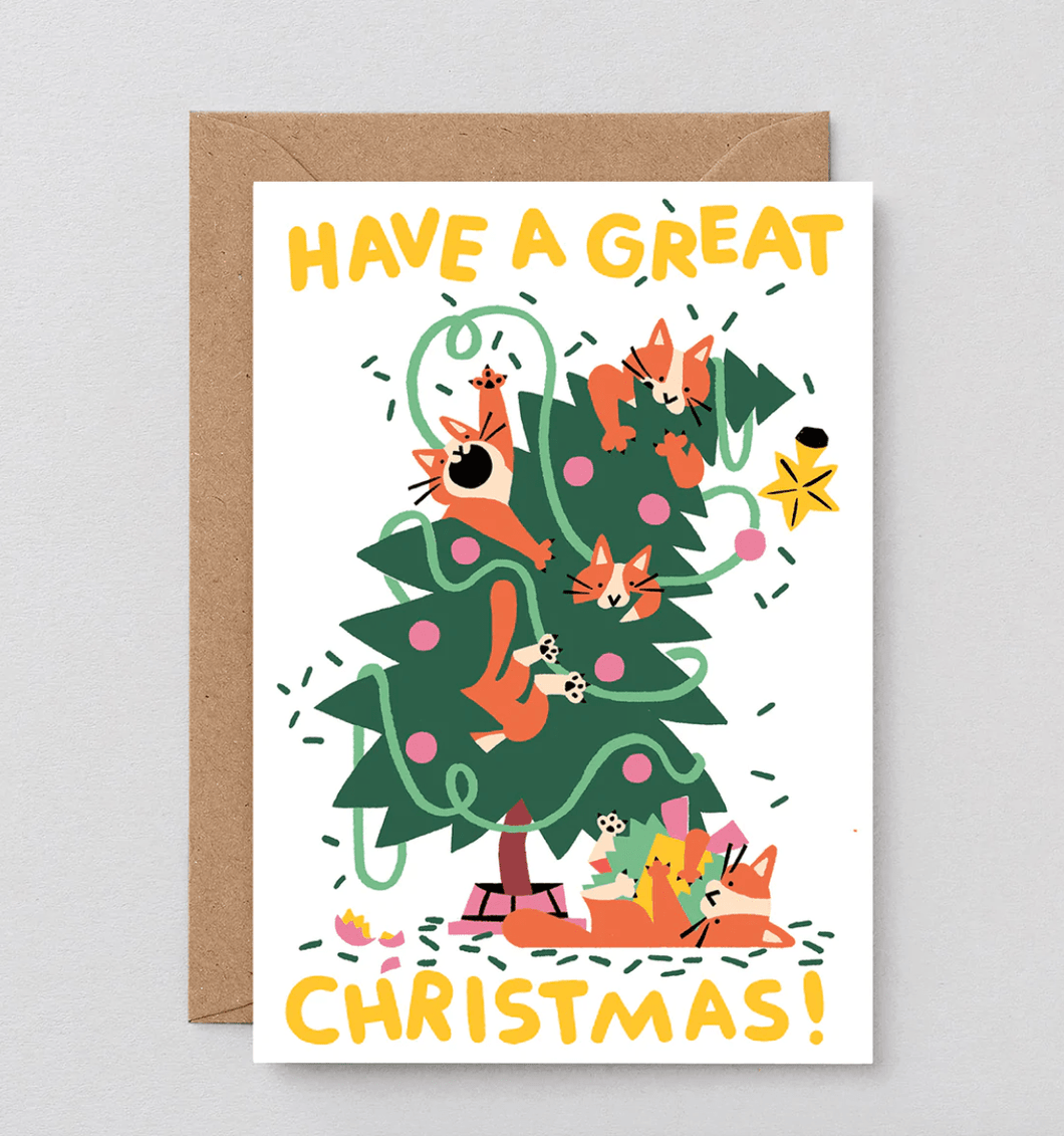 Christmas Tree cat Card