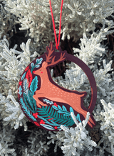 Load image into Gallery viewer, Wooden Deer Christmas Decoration
