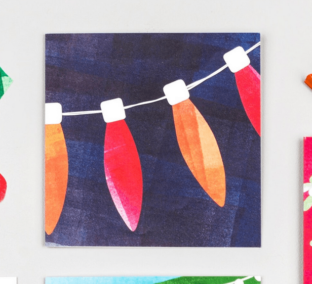 Orange & Pink Christmas lights Card