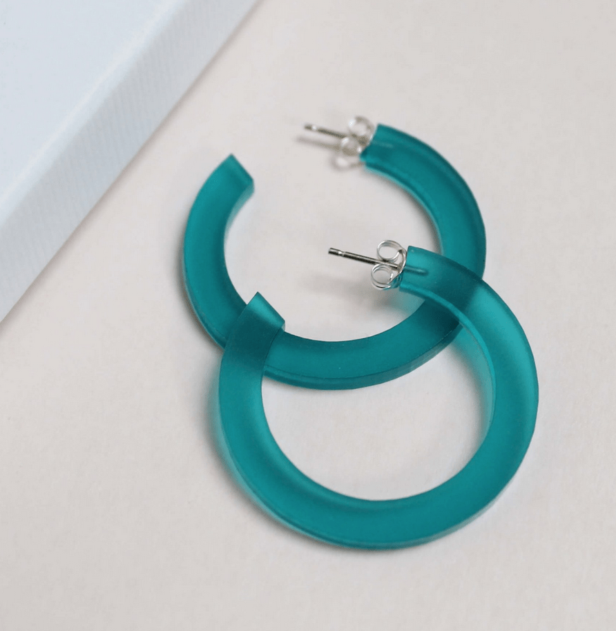 Colourful Hoop Earrings - Turquoise