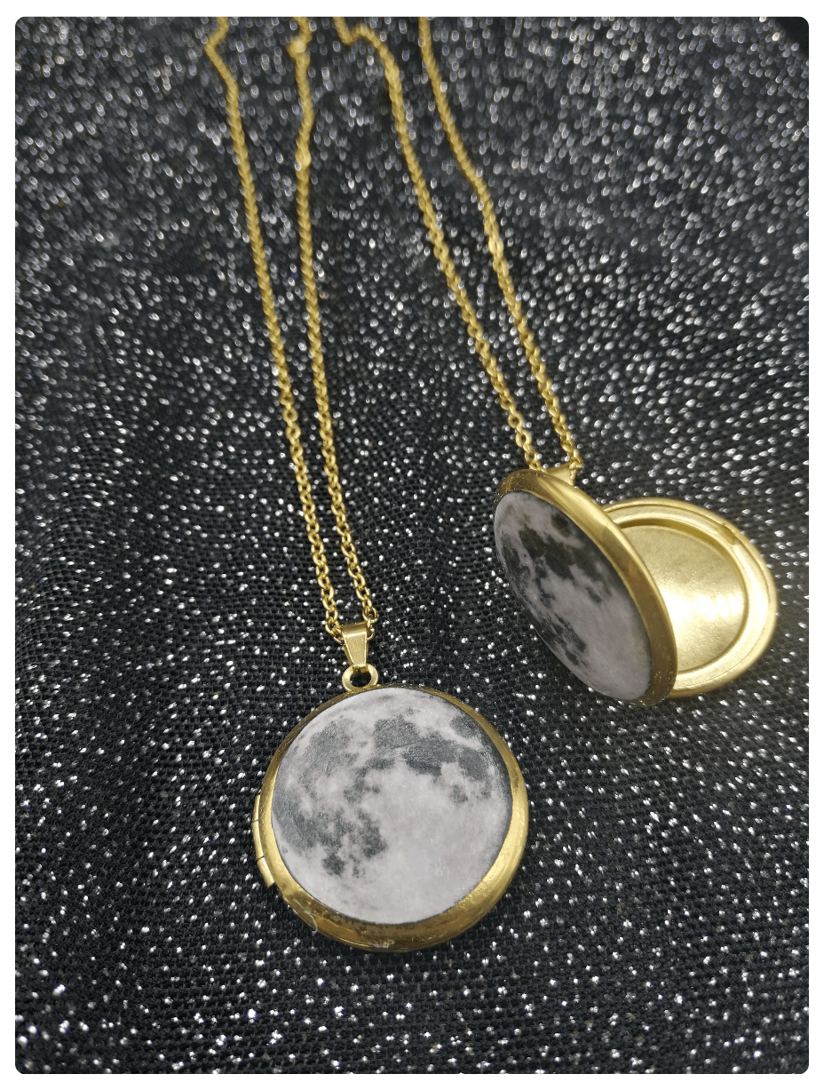 Moon locket - gold colour chain