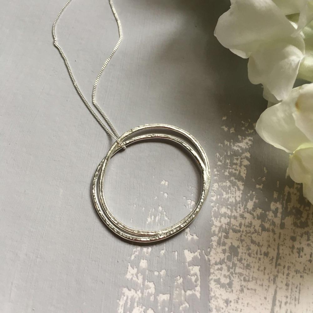 Lace Printed Large Silver Ring pendant necklace