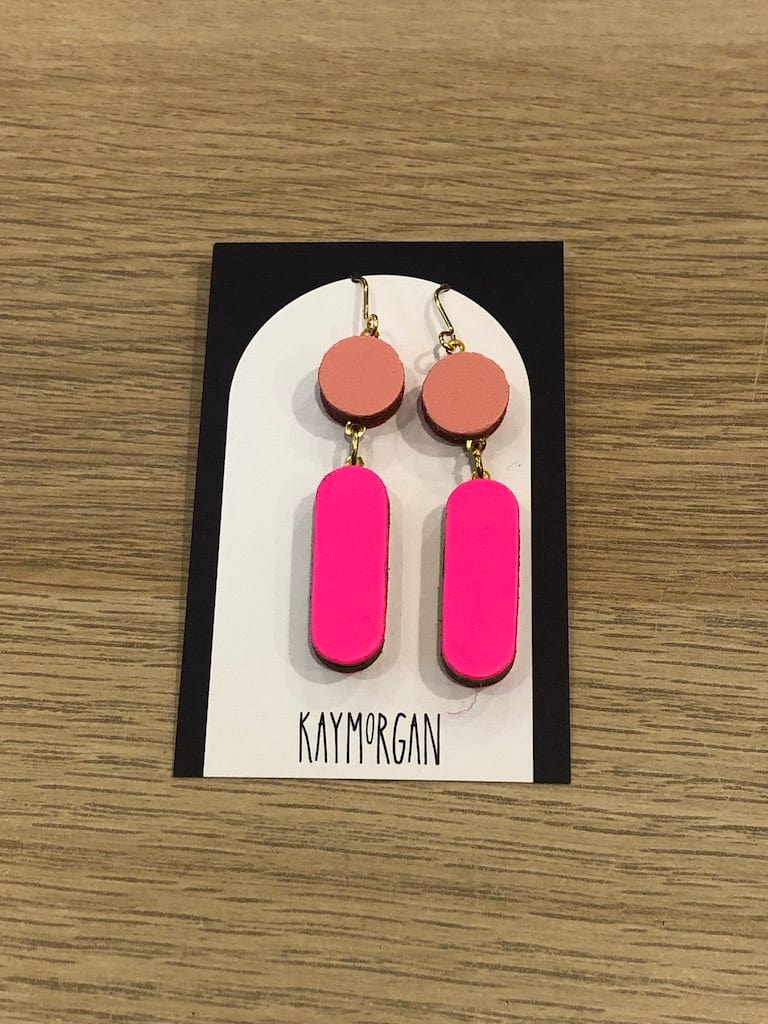 Block Earrings - Pink & Hot Pink