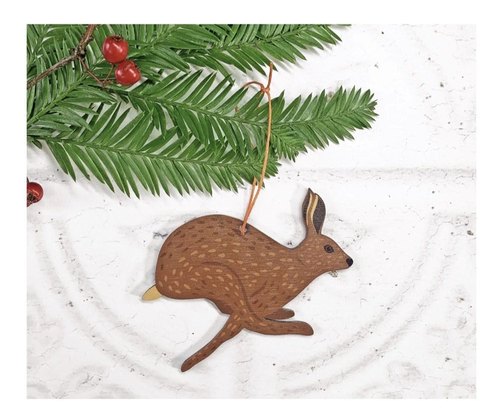 Wooden Hare Christmas Decoration