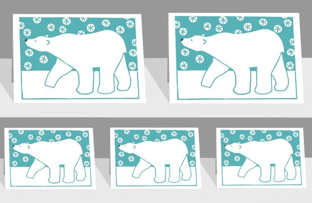 Set of 5 Polar Bear Christmas Cards